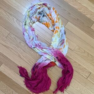 Jennifer Lopez Lightweight Scarf Pink Orange Floral Sheer Scarf Wrap